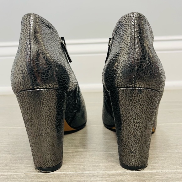 Giampaolo Viozzi Metallic Crackle Leather Ankle Boots Block Heel Booties Italy 7 - Picture 11 of 16